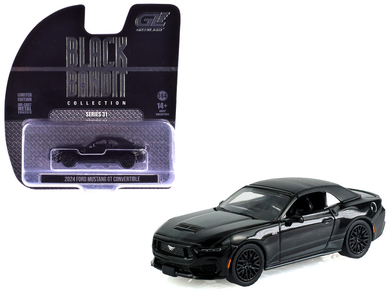 2024 Ford Mustang GT Convertible Black Black Bandit Series 31 1/64 Diecast Model Car Greenlight 28190B