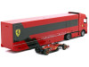 Iveco S-Way 570 Car Transporter Red and Ferrari SF-24 #16 Charles Leclerc Formula One F1 World Championship 2024 Racing Hauler Series 1/43 Diecast Model Car Bburago 36867CL