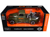 1950 Chevrolet 3100 Pickup Truck Harley Davidson Matt Green with 1936 Harley Davidson El Knucklehead Motorcycle Matt Green HD Custom Series 1/24 Diecast Model Car Maisto 32199GRN