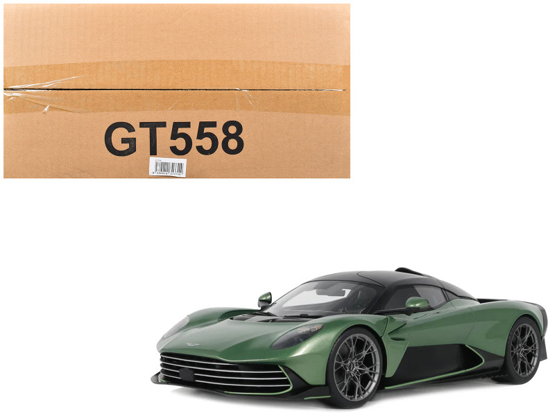 2025 Aston Martin Valhalla Green Metallic with Black Top 1/18 Model Car GT Spirit GT558