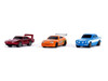 Fast & Furious 25th Anniversary 3 piece Set #2 Nano Hollywood Rides Diecast Model Cars Jada 31124-25TH