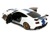 Ford Mustang Shelby Super Snake White Metallic with Blue Stripes and Gold Wheels Pink Slips Series 1/18 Diecast Model Car Jada 36470