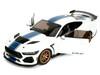 Ford Mustang Shelby Super Snake White Metallic with Blue Stripes and Gold Wheels Pink Slips Series 1/18 Diecast Model Car Jada 36470