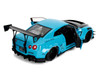 Nissan GT-R R35 Liberty Walk Body Kit 2.0 RHD Right Hand Drive Blue with Black Hood Pink Slips Series 1/18 Diecast Model Car Jada 37069