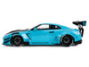 Nissan GT-R R35 Liberty Walk Body Kit 2.0 RHD Right Hand Drive Blue with Black Hood Pink Slips Series 1/18 Diecast Model Car Jada 37069Nissan GT-R R35 Liberty Walk Body Kit 2.0 RHD Right Hand Drive Blue with Black Hood Pink Slips Series 1/18 Diecast Model Car Jada 37069