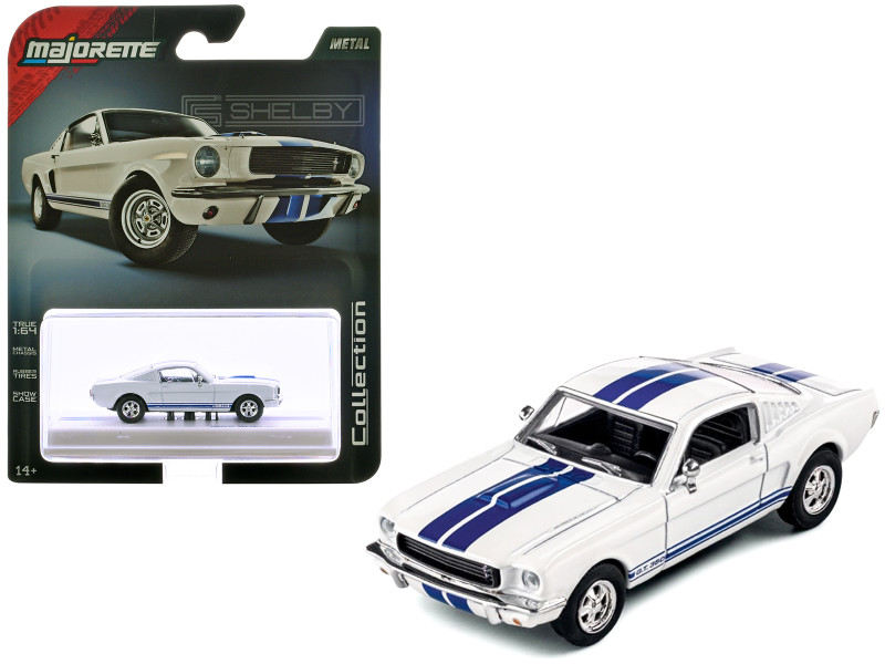 1965 Shelby GT350 White with Blue Stripes Collection Series 1/64 Diecast Model Car Majorette MJ8505001002