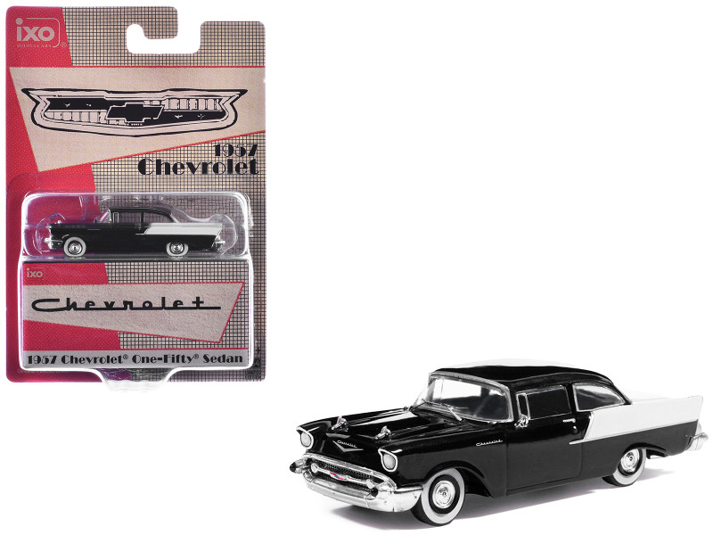 1957 Chevrolet One-Fifty Sedan Black and White 1/64 Diecast Model Car IXO Models IA64009
