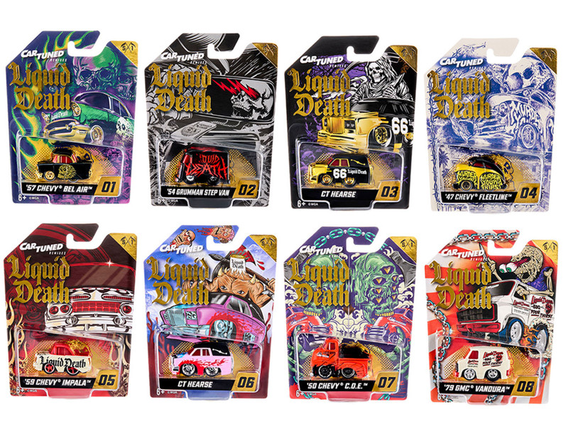 Liquid Death 2026 Series 1 Set of 8 Pieces Diecast Model Cars CarTuned 254546