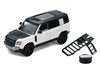 Land Rover Defender 110 White Metallic with Black Top and Roof Rack 1/64 Diecast Model Car GCD x Enchery GE-002-009