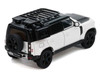 Land Rover Defender 110 White Metallic with Black Top and Roof Rack 1/64 Diecast Model Car GCD x Enchery GE-002-009