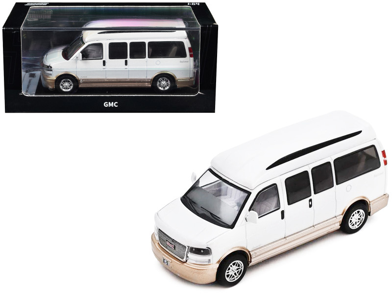 GMC Savana Explorer Limited SE Van White Metallic 1/64 Diecast Model Car Shadow LL-057-289