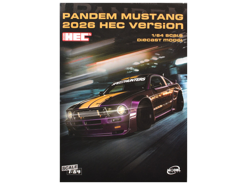 Pandem Mustang SpeedHunters Purple Metallic with Yellow Stripes Hobby Expo China 2026 Event Edition 1/64 Diecast Model Car Model Model MM64-PM-HEC2026