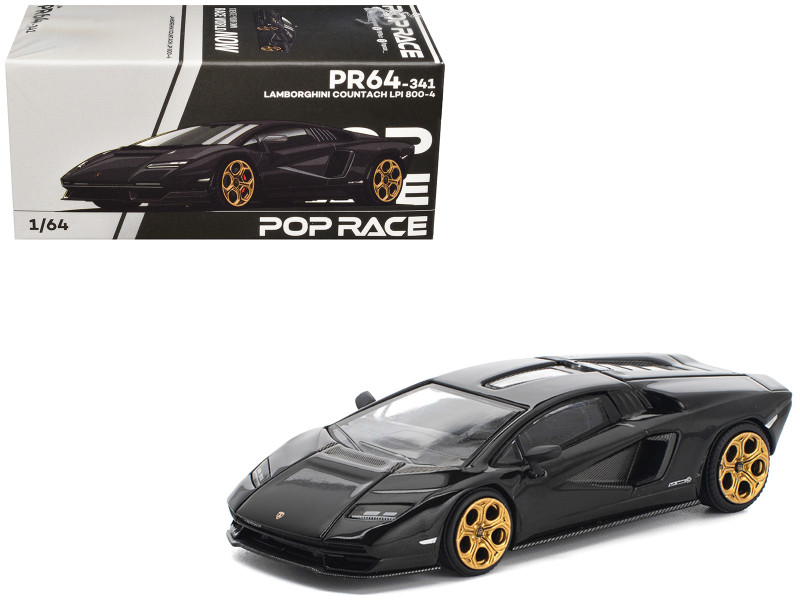 Lamborghini Countach LPI 800 4 Deep Black 1/64 Diecast Model Car Pop Race PR640341