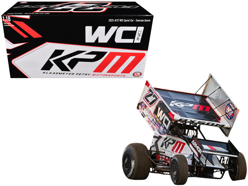 Winged Sprint Car #27 Emerson Axsom WCI KPM White 2026 1/18 Diecast Model Car ACME A1826014