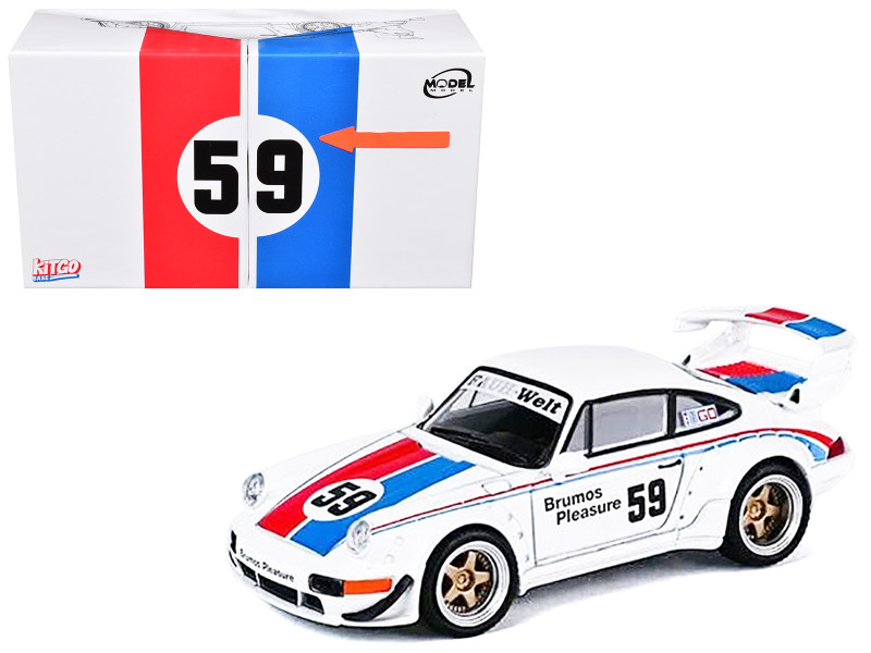 RWB 964 #59 Brumos Pleasure White with Red and Blue Stripes KitGo Base Series 1/64 Diecast Model Car Model Model MM64-RWB964-KITGO01