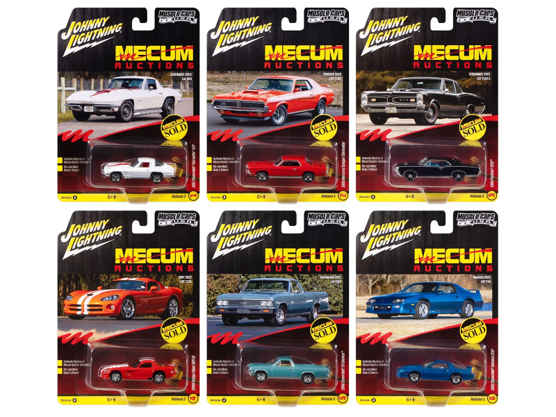 Muscle Cars USA 2025 Release 3 Set A of 6 pieces MECUM Auctions 1/64 Diecast Model Cars Johnny Lightning JLMC035A