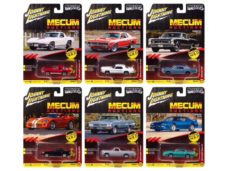 Muscle Cars USA 2025 Release 3 Set B of 6 pieces MECUM Auctions 1/64 Diecast Model Cars Johnny Lightning JLMC035B