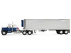 Chevrolet Bison with 34 Flat Top Sleeper & 40' Vintage Trailer with Reefer Blue and White 1/64 Diecast Model DCP/First Gear 60-2345