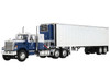 Chevrolet Bison with 34 Flat Top Sleeper & 40' Vintage Trailer with Reefer Blue and White 1/64 Diecast Model DCP/First Gear 60-2345