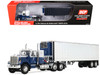 Chevrolet Bison with 34 Flat Top Sleeper & 40' Vintage Trailer with Reefer Blue and White 1/64 Diecast Model DCP/First Gear 60-2345