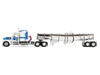 Kenworth W900L with 60 Aerodyne Sleeper and Polar Deep Drop Trailer White with Blue and Green Stripes 1/64 Diecast Model DCP/First Gear 60-2353