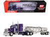 Peterbilt 379 with 63 Mid-Roof Sleeper and Polar Deep Drop Trailer Wild Orchid Purple with Black Stripes 1/64 Diecast Model DCP/First Gear 60-2354