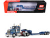 Peterbilt 389 with 70 Mid-Roof Sleeper and Transcraft Step Deck Trailer Zimmerman Transport LLC Green with Gray Stripes 1/64 Diecast Model DCP/First Gear 60-2401
