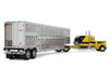 Peterbilt 359 with 63 Flat Top Sleeper & Wilson Silverstar Livestock Trailer Red's Favorites - Hank Cosper Yellow with Black Stripes 1/64 Diecast Model DCP/First Gear 69-2265