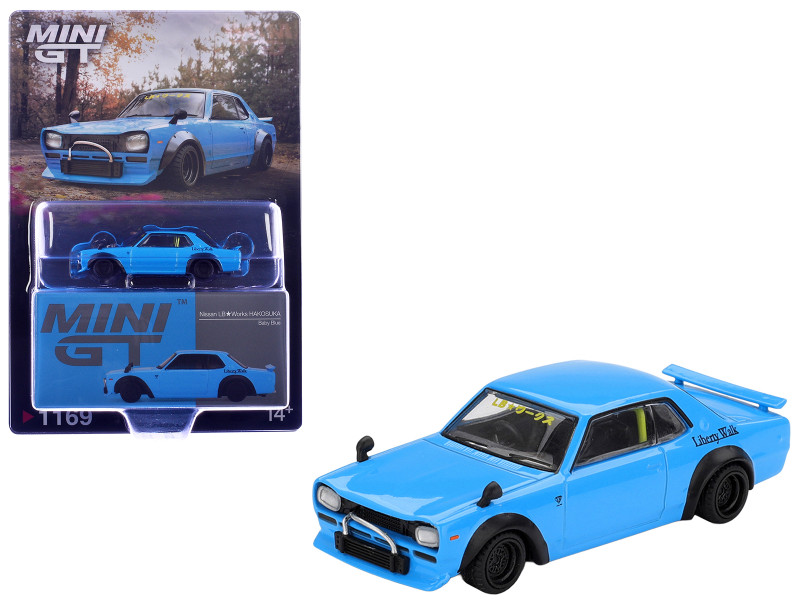 Nissan LB-Works Hakosuka RHD Right Hand Drive Baby Blue Limited Edition 1/64 Diecast Model Car Mini GT MGT01169