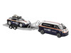 Porsche 911 Dakar #718 Blue and White with Roof Rack and Volkswagen ID. Buzz Blue and White with Flatbed Trailer Porsche Centrum Gelderland Roughroads Set of 3 pieces Limited Edition 1/64 Diecast Model Car Mini GT MGTS0019