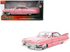 1959 Cadillac Coupe DeVille Pink with Pink and White Interior Showroom Floor Series 1/24 Diecast Model Car Jada 38004