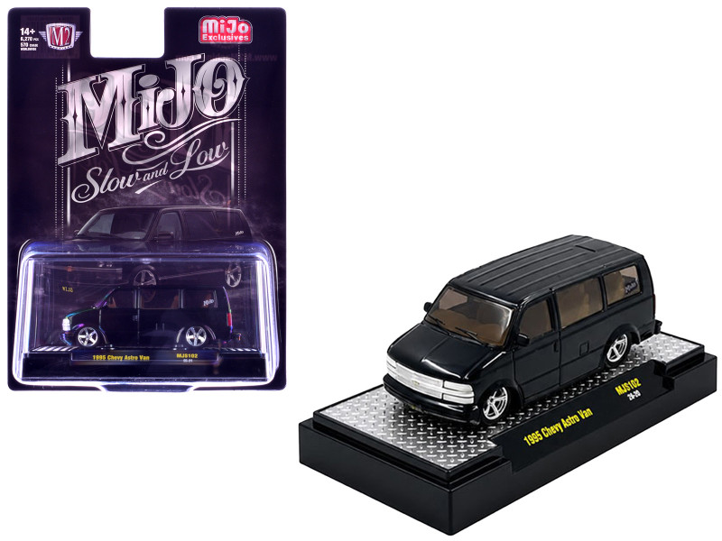 1995 Chevrolet Astro Van Slow & Low Black Limited Edition to 6720 pieces Worldwide 1/64 Diecast Model Car M2 Machines 31500-MJS102