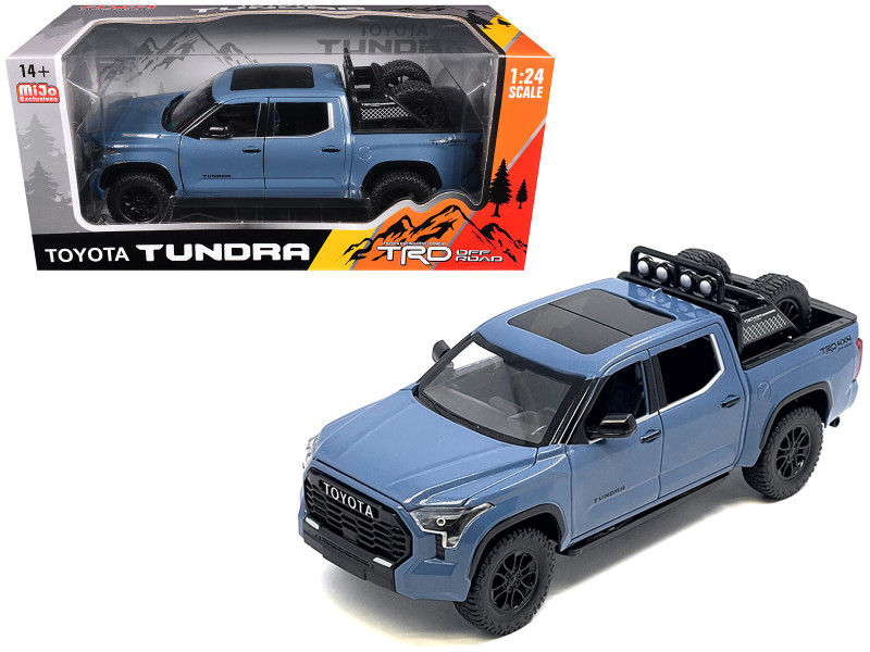 2023 Toyota Tundra TRD 4x4 Pickup Truck Cavalry Blue with Sunroof and Wheel Rack 1/24 Diecast Model Car H08555R-CBL