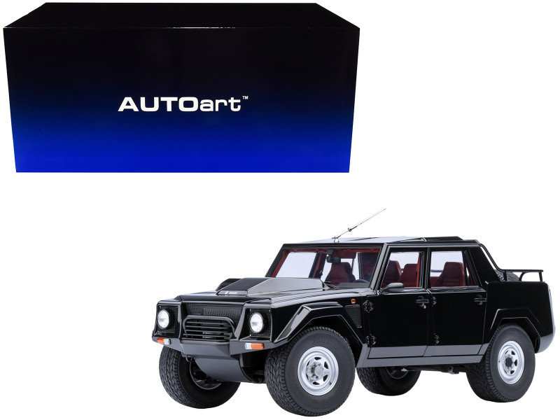 Lamborghini LM002 Nero Tenebre Black with Red Interior 1/18 Model Car Autoart 74550