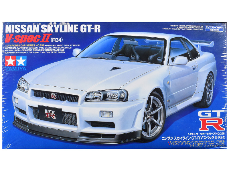 Model Kit Nissan Skyline GT R R34 V Spec II 1/24 Scale Model Tamiya TAM-24258