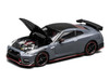 2022 Nissan GT-R Nismo R35 RHD Right Hand Drive Stealth Gray with Carbon Hood and Top Senior 64 Series 1/64 Diecast Model Car MotorHelix M63521