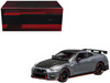2022 Nissan GT-R Nismo R35 RHD Right Hand Drive Stealth Gray with Carbon Hood and Top Senior 64 Series 1/64 Diecast Model Car MotorHelix M63521