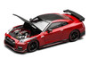 2022 Nissan GT-R Nismo R35 RHD Right Hand Drive Vibrant Red with Carbon Hood and Top Senior 64 Series 1/64 Diecast Model Car MotorHelix M63522