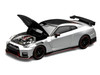 2022 Nissan GT-R Nismo R35 RHD Right Hand Drive Ultimate Metal Silver Metallic with Carbon Hood and Top Senior 64 Series 1/64 Diecast Model Car MotorHelix M63523