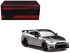2022 Nissan GT-R Nismo R35 RHD Right Hand Drive Ultimate Metal Silver Metallic with Carbon Hood and Top Senior 64 Series 1/64 Diecast Model Car MotorHelix M63523