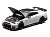 2022 Nissan GT-R Nismo R35 RHD Right Hand Drive Brilliant White Pearl with Carbon Hood and Top Senior 64 Series 1/64 Diecast Model Car MotorHelix M63525