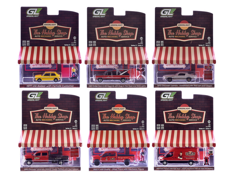 The Hobby Shop Series 17 Set of 6 pieces 1/64 Diecast Model Cars Greenlight 97170SET