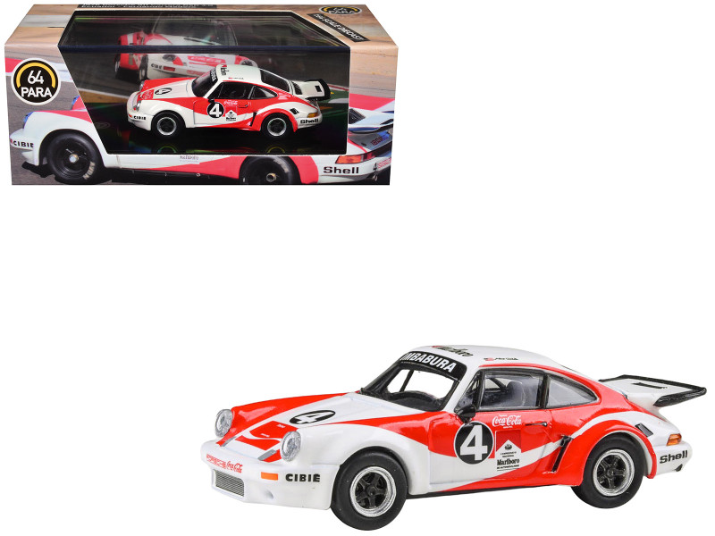 1976 Porsche 911 Carrera RSR 3.0 Ecuador #4 Fernando Madera White and Red with Graphics 1/64 Diecast Model Car Paragon Models PA-55800