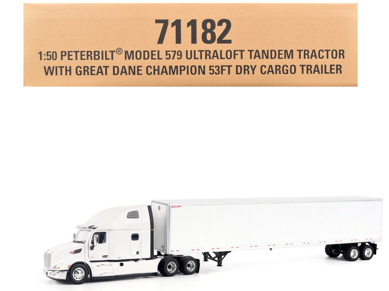 Peterbilt 579 Ultraloft Tandem Tractor White with Great Dane Champion 53ft Dry Cargo Trailer Transport Series 1/50 Diecast Model Diecast Masters 71182