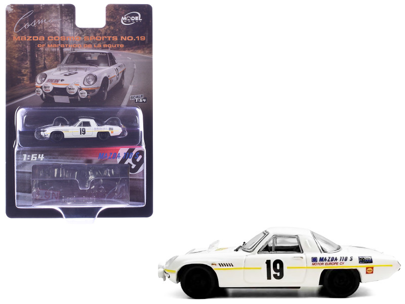 Mazda 110 S Cosmo Sports RHD Right Hand Drive #19 Marathon de la Route 1968 1/64 Diecast Model Car Model Model MM64-MCS-001