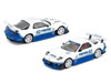 Mazda RX7 RE Amemiya RHD Right Hand Drive #62 White and Blue with Graphics Enigma Exclusive Edition 1/64 Diecast Model Car Pop Race PR64-PRE021