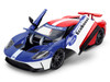 2017 Ford GT Blue and Red with White Stripes with Michelin Man Diecast Figure Michelin Tires Hollywood Rides Series 1/24 Diecast Model Car Jada 37628