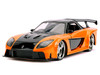 Han's Mazda RX-7 RHD Right Hand Drive Orange and Black The Fast and the Furious: Tokyo Drift 2006 Movie 25 Years of Fast & Furious Series 1/24 Diecast Model Car Jada 30732-25TH