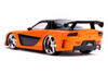 Han's Mazda RX-7 RHD Right Hand Drive Orange and Black The Fast and the Furious: Tokyo Drift 2006 Movie 25 Years of Fast & Furious Series 1/24 Diecast Model Car Jada 30732-25TH