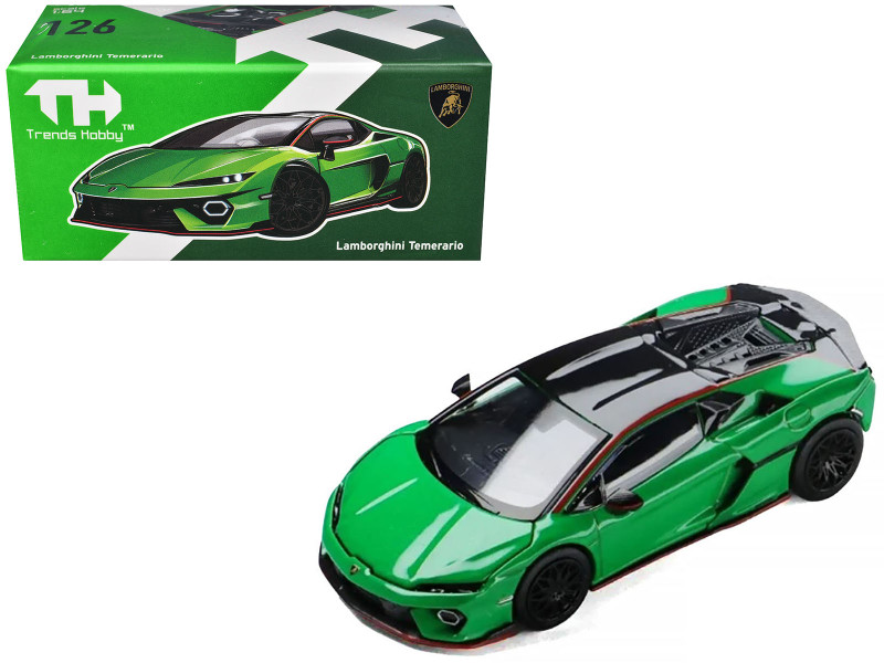 Lamborghini Temerario Green with Black Topdie 1/64 Diecast Model Car Trends Hobby 241082-B